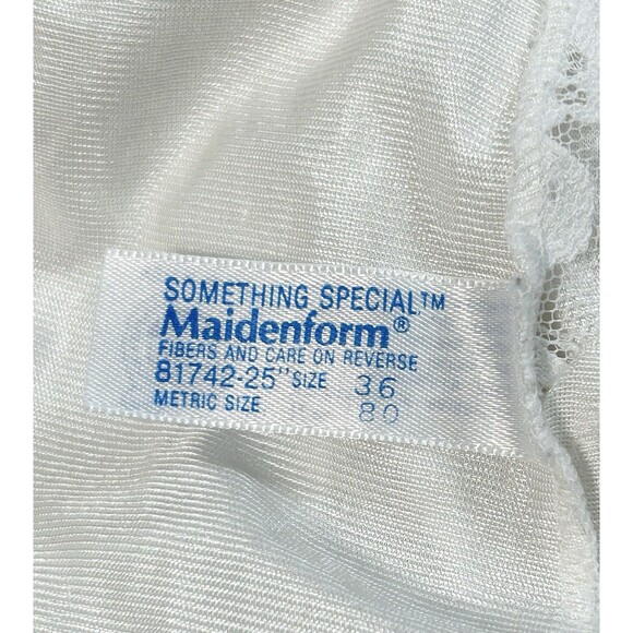 VTG Maidenform Something Special Nylon Full Slip Size 36 White Lace ILGWU USA - Picture 7 of 8